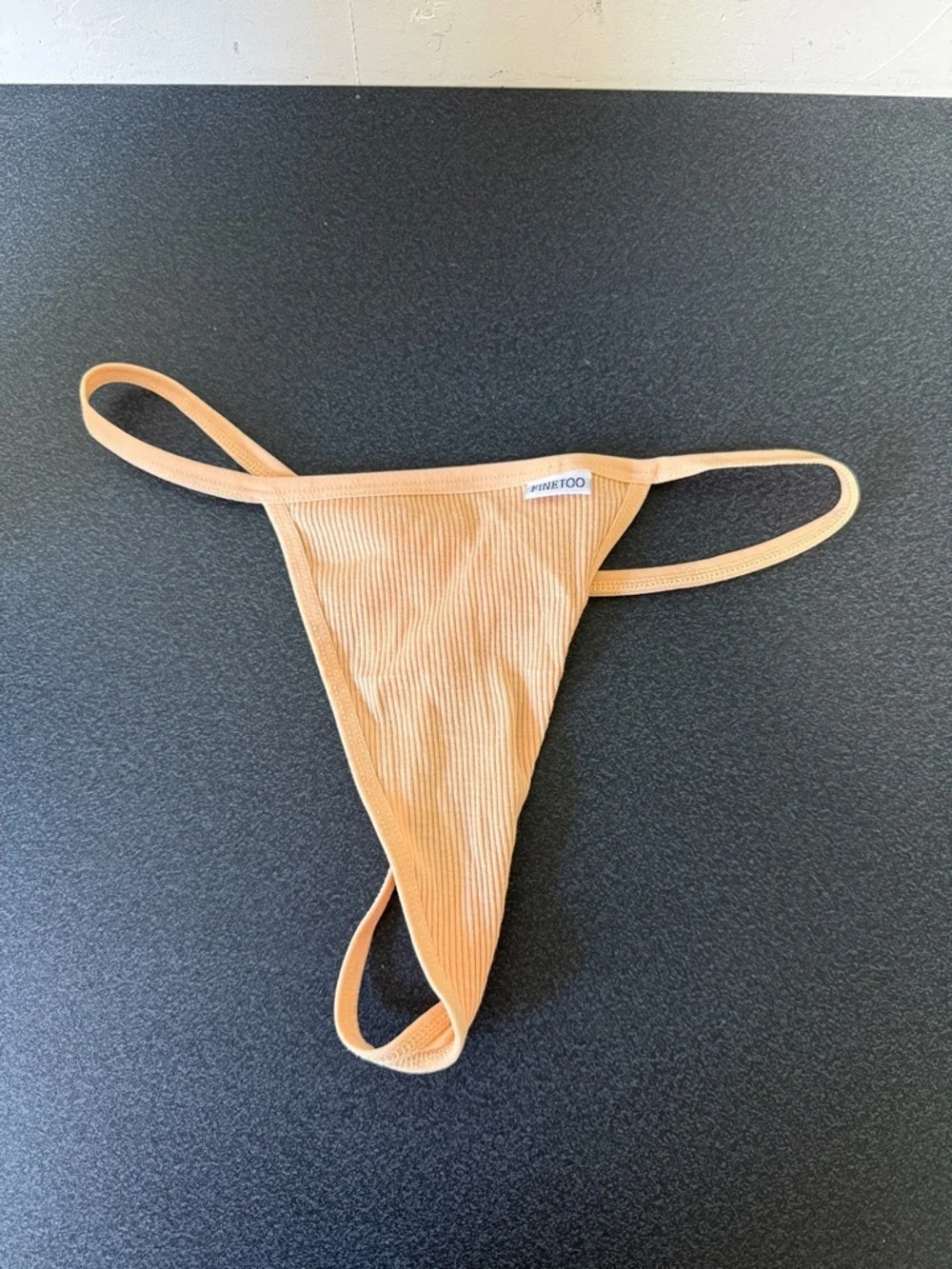 Ribbed Peach Thong Panty - Minimal Seamless Style